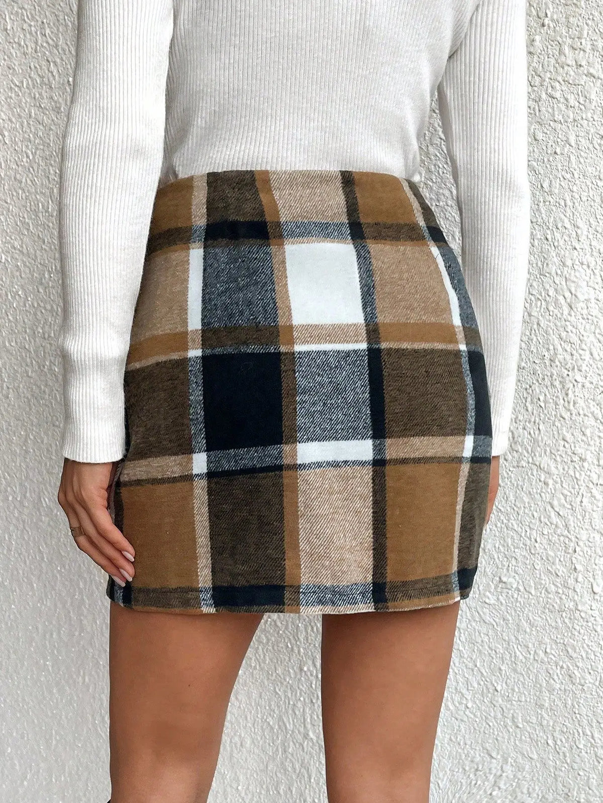 Brown Tartan Winter Skirt