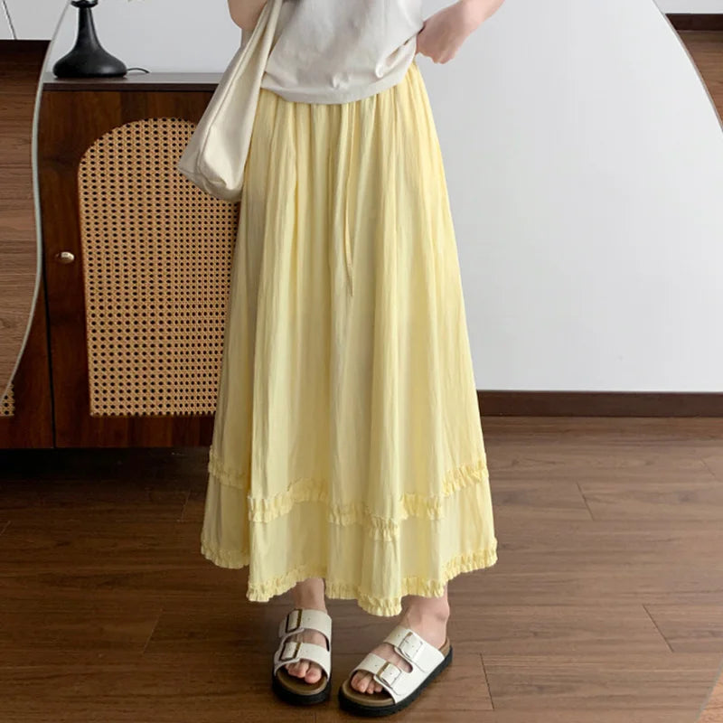 Ruffle Hem Maxi Skirt