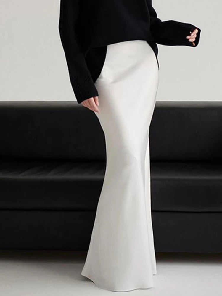 White Satin Maxi Skirt