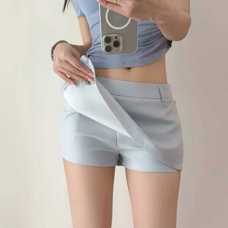 Blue Low-Rise Mini Skirt