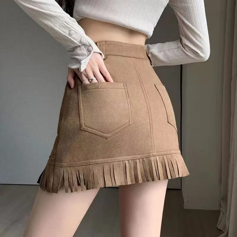Faux Suede Western Skirt