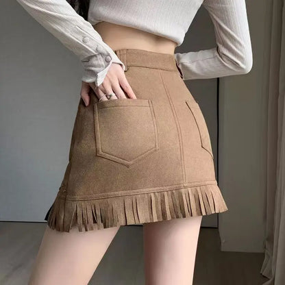 Faux Suede Western Skirt
