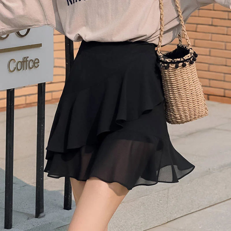 Short Black Chiffon Skirt