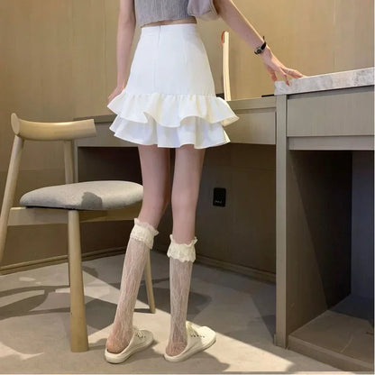 Short White Ruffle Skirt