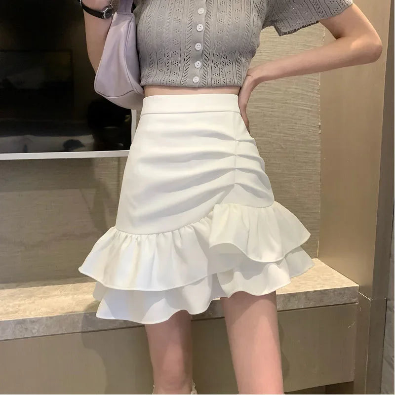 Short White Ruffle Skirt