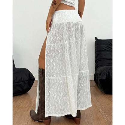 White Boho Slit Skirt