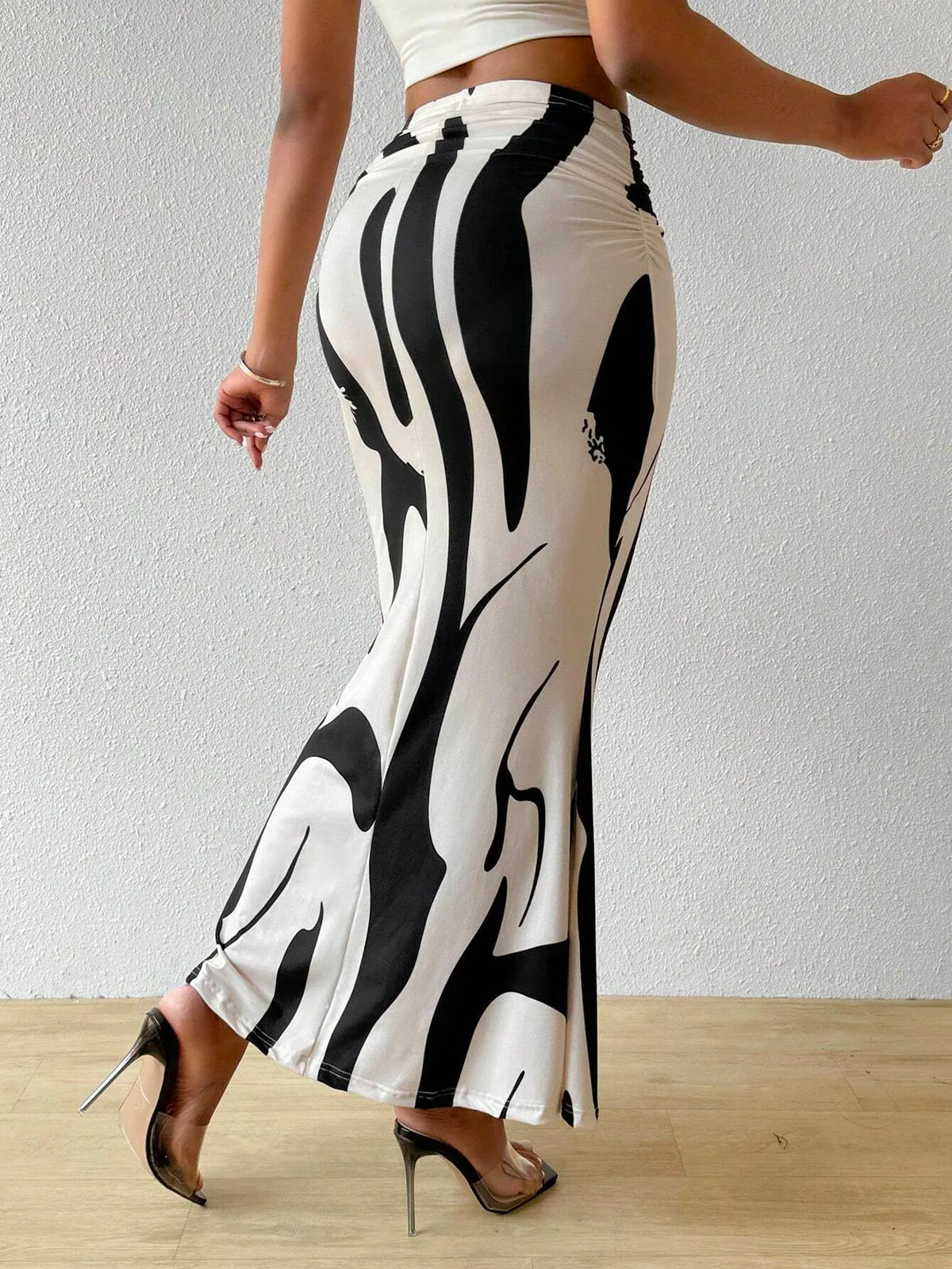 Zebra Printed Long Skirt