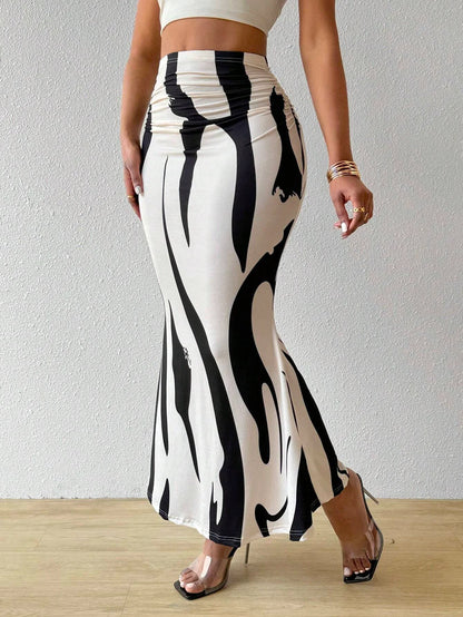 Zebra Printed Long Skirt