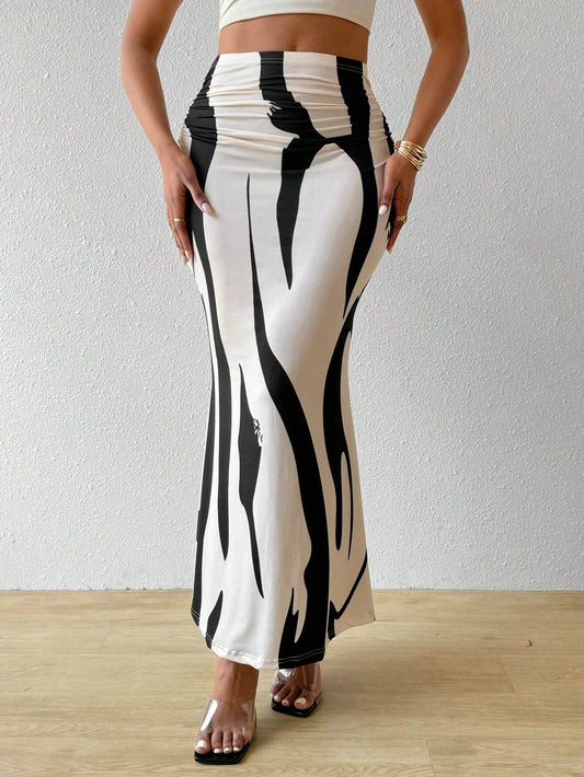 Zebra Printed Long Skirt